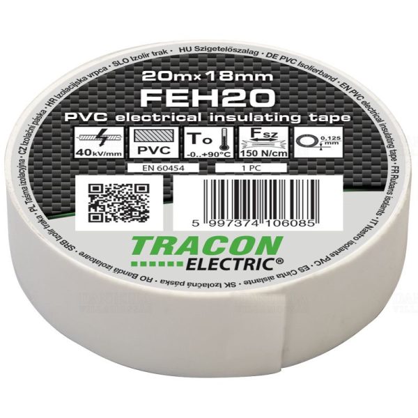 Szigetelõszalag,fehér 20mx18mm, PVC
