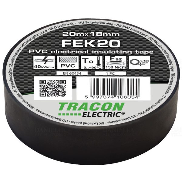 Szigetelõszalag, fekete20mx18mm, PVC